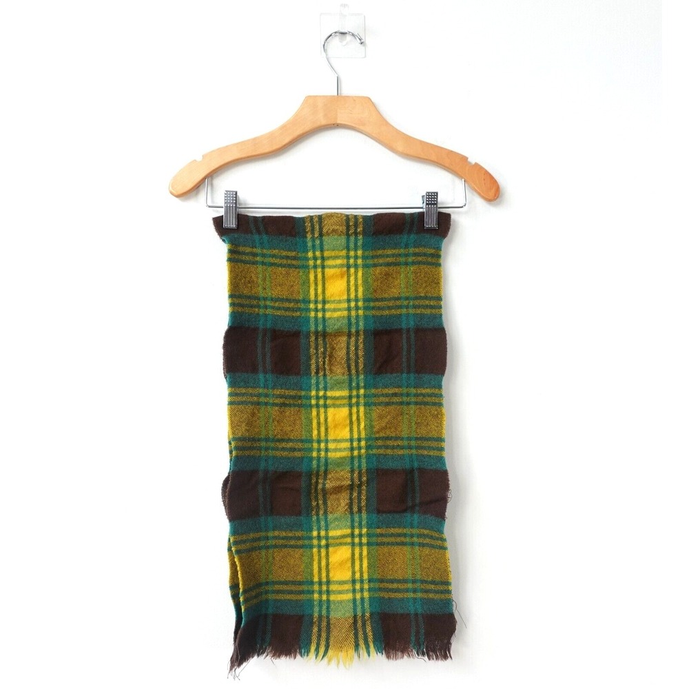 Flannel Plaid Scarf Green Tartan Fringe Scottish Shawl Wrap Winter Warmer Adult